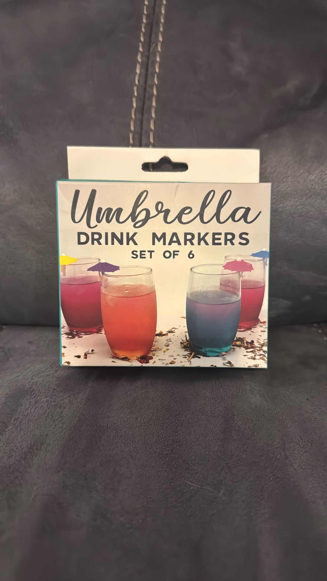 New Umbrella Set Of 6 Drink Cup Markers
