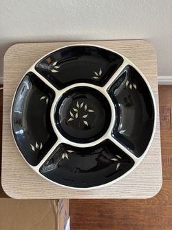 15” Botanica Handpainted Stonemite Divided Serving Platter