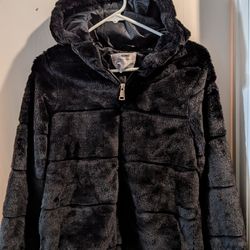 Women's Faux For Jacket with Hood. Size XS