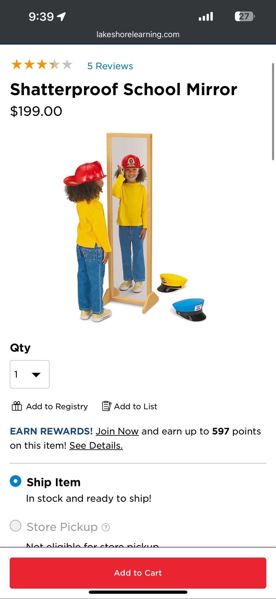 Shatterproof Dress Up School Mirror