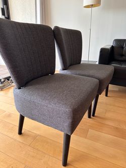 Two Grey fabric accent chairs. Great condition.