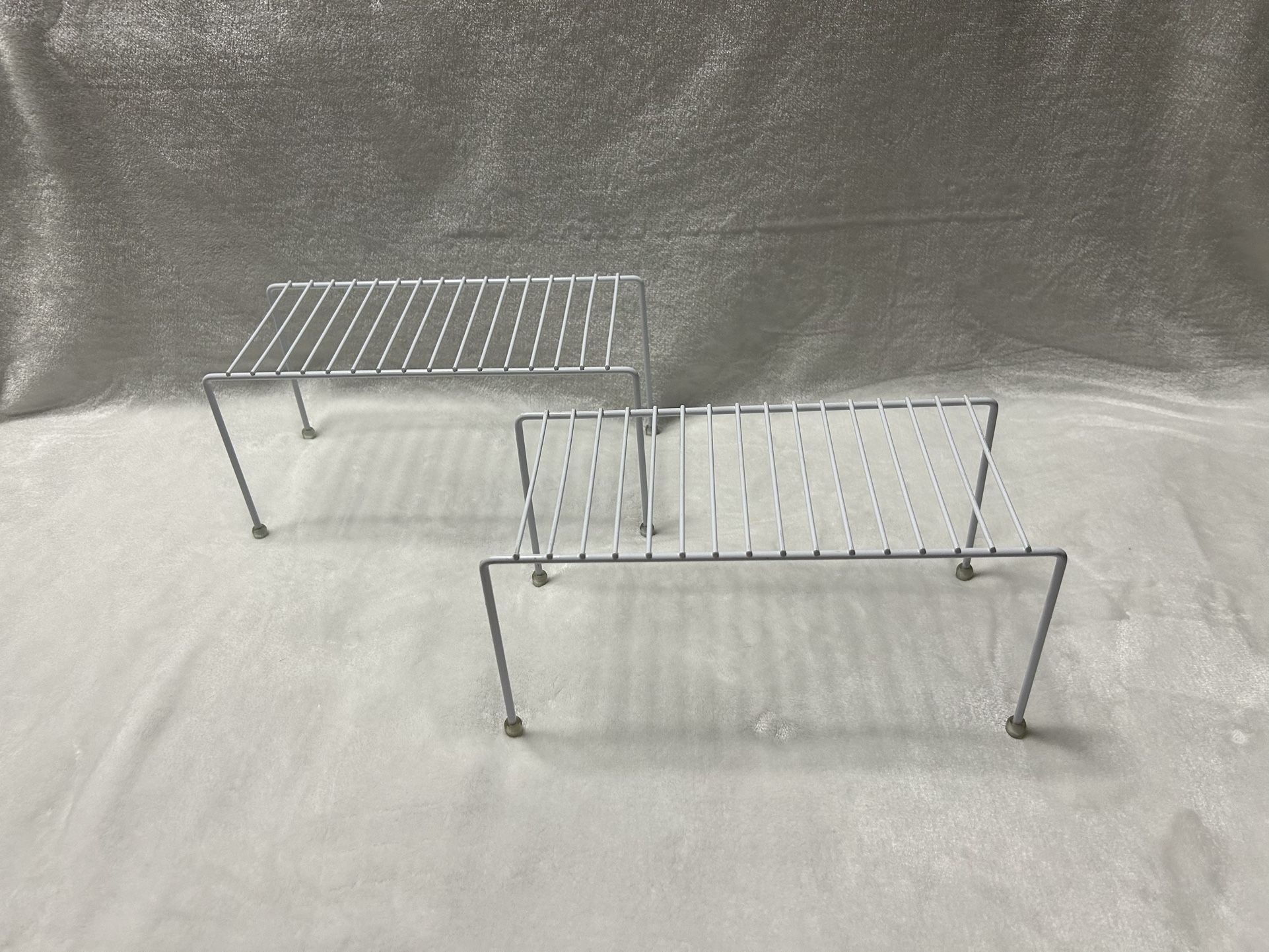 2 white Shelves kitchen Cabinet Organization Mini Storage Shelf Rack Organizer