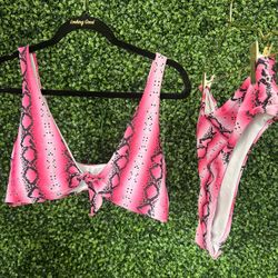 Pink Animal Print Plus Size Bikini Set