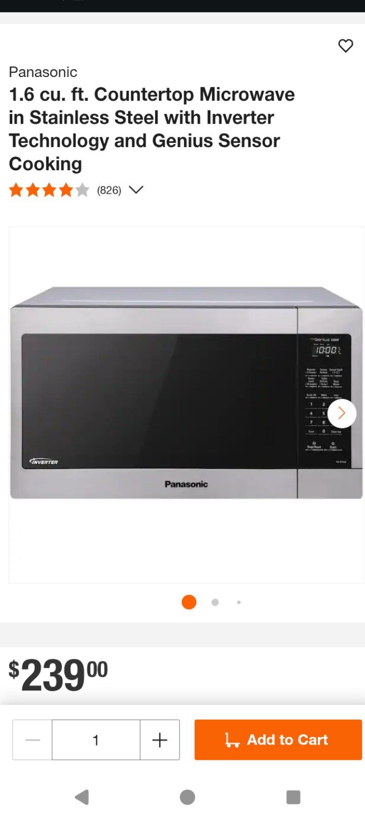 Panasonic 1200 Watt Microwave