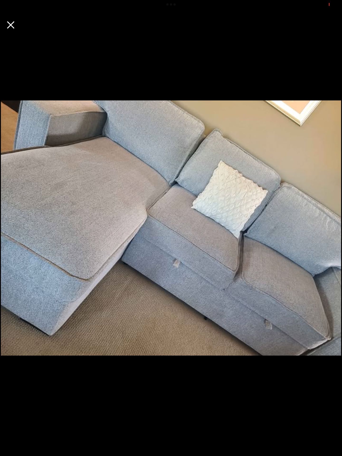 Grey Sectional Sleeper With Pull Out Into Futon And Storage Chaise