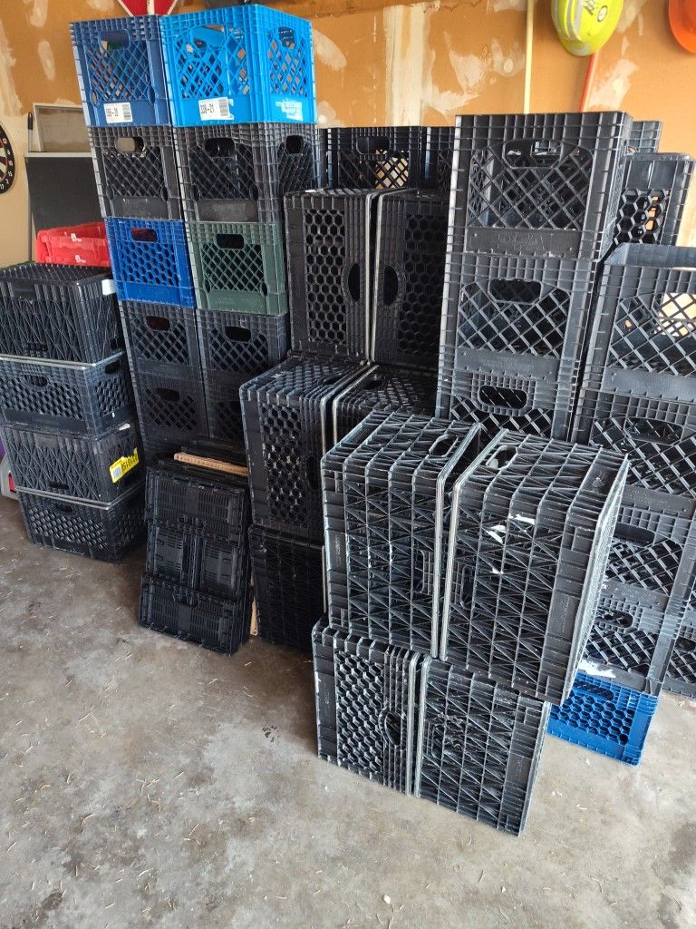 Heavy Duty Commercial Grade Milk Crates - Square & Rectangle - Metal Band - Old School Containers / Bins 19x13 & 13x13 Sizes