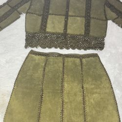 IDI By Matthew Vintage Leather Detailed Skirt Set