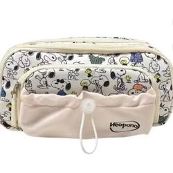 Anime Snoopy Inspired Zipper Pencil Case Organizer Pouch – Multi-Compartment Storage Bag with Mesh Pocket