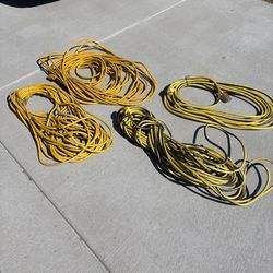 3  100’foot 12 gauge cords one with a replacement end 1  10 gage 50 foot cord with a replacement end