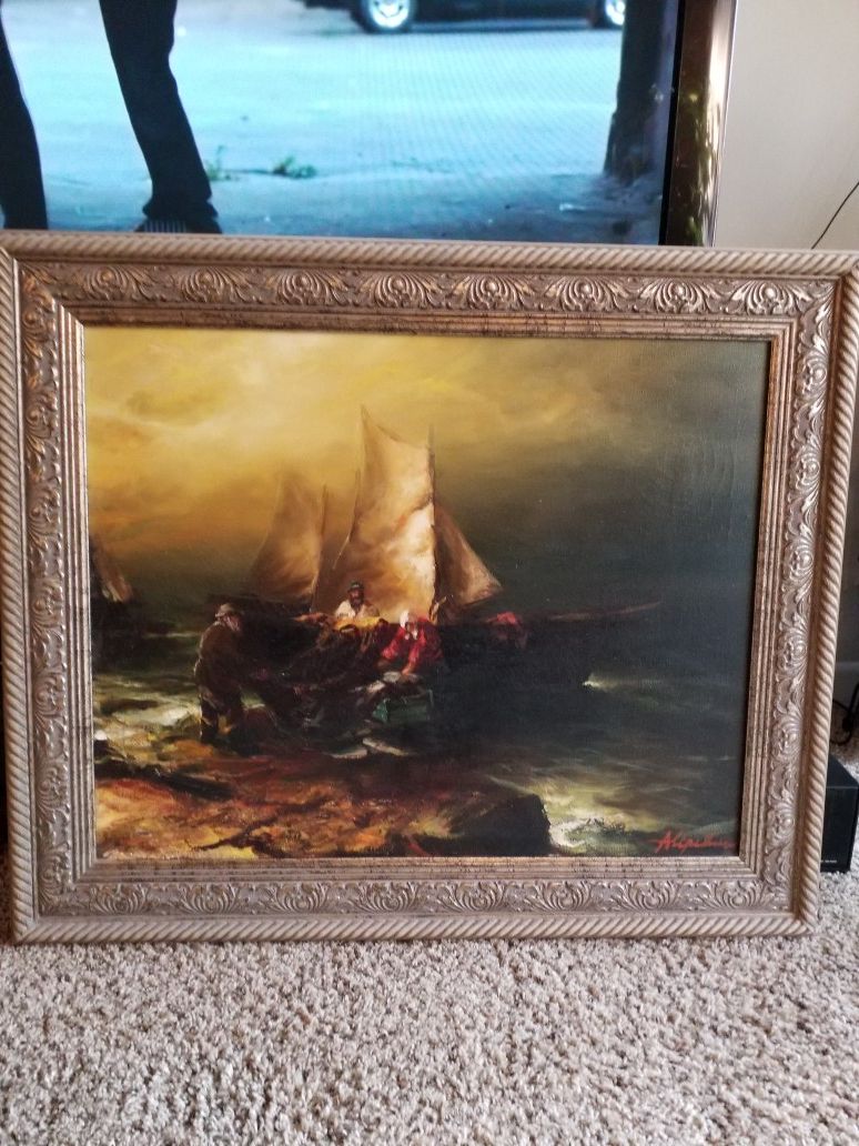 Very Rare Original Arthur Upelnieks Oil Painting