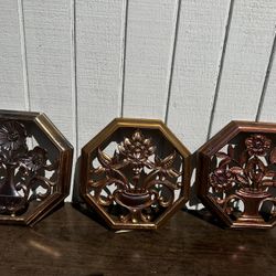 Vintage Syroco Floral Wall Art Set Of 3 Decor 