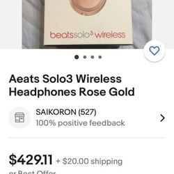 Beats Solo Headphones Rose Gold 