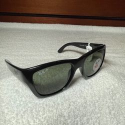 RAY-BAN   Black   Sunglasses   Green   POLARIZED   Lenses,