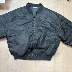 Good AMERICAN Coat Jacket Women’s Khloé Kardashian Good American Satin Bomber Jacket- Black