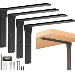4 Pack Heavy Duty Shelf Brackets 12 Inch by Balin Designs – Decorative L Bracket for Shelves