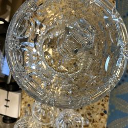 Crystal Punch Bowl Set With 12 Cups