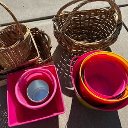 Plastic And Wicker Baskets