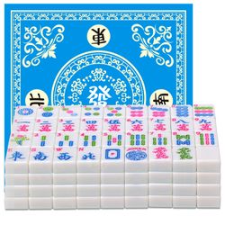 American Mahjong Set with 166 1.2-inch Lantian Jade White Tiles  Mat