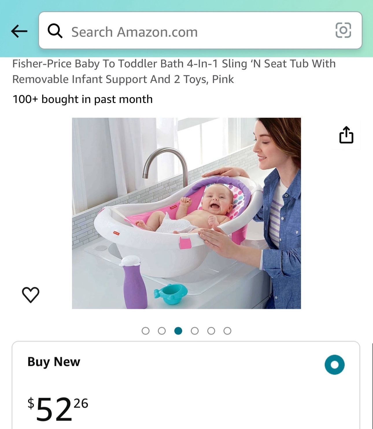 Fisher-Price Baby To Toddler Bath 4-In-1 Sling 'N Seat Tub With Removable Infant Support And 2 Toys, Pink