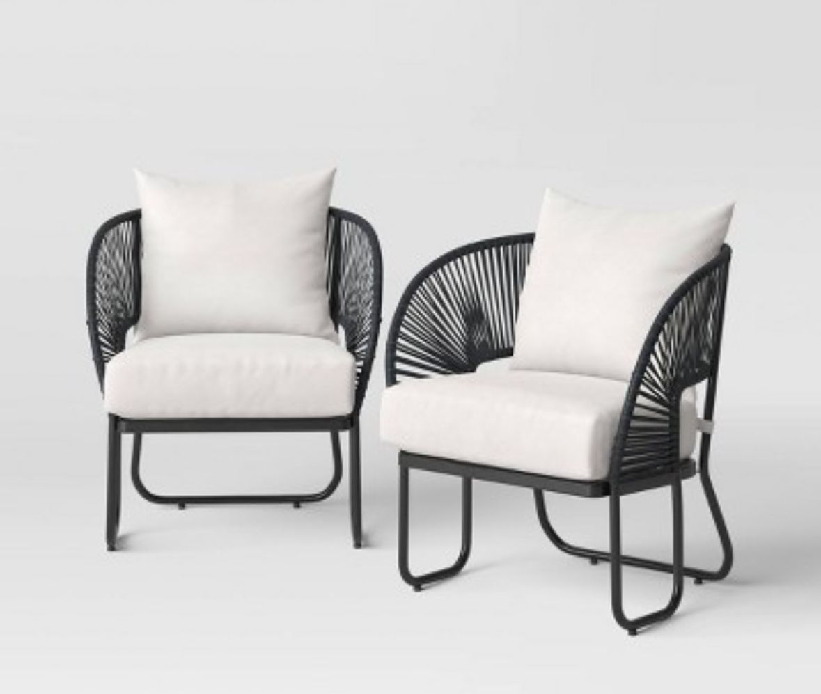 Steel Mackworth Rope Two Outdoor Patio Chairs Set