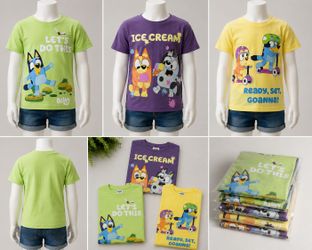 LOT Of 3 Boys 2T  Bluey Toddler Boys T-Shirts  Cartoon Graphic Tees New