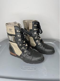Sorel Major Carly Leather Wool Side Zip Lace Up Combat Boots (Women’s Size 6)