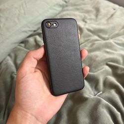 Faux Black Leather Slim Case for iPhone SE, 8, 7