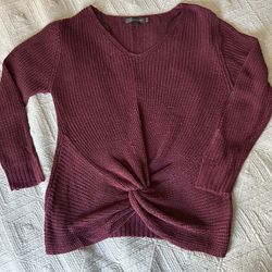 Love Tree Women’s Twist Knot Front Burgundy Knitted Sweater