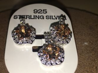 Sterling Silver Earrings with Small Diamonds