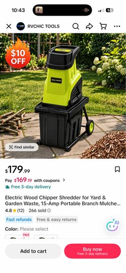 15-Amp Electric Wood Chipper Shredder