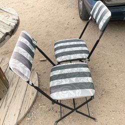 Three Rod Iron padded Folding chairs EACH