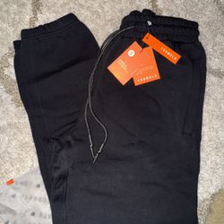 YoungLA Mens S Fleece Tapered Drawstring Joggers Sweatpants Gym Black