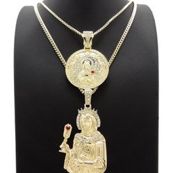 New Ice Out Saint Barbara Pendant Set Hip Hop Fashion Necklace 