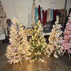 New -5-ft Pre-lit Pencil Artificial Christmas Trees with White LED Lights  