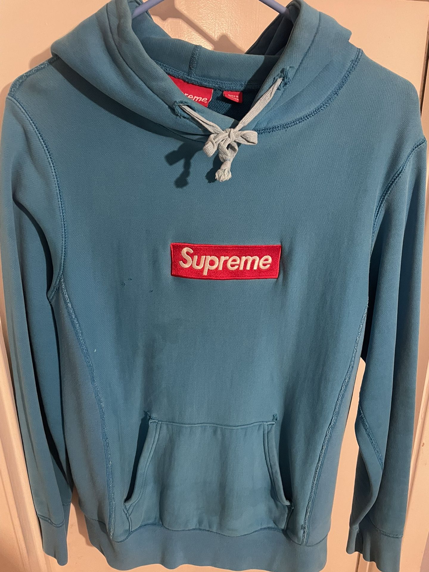 Supreme 2009 TEAL ON RED box Logo Hoodie