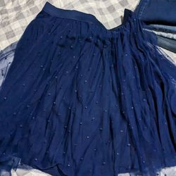 Navy Blue Plus Size Tulle Skirt