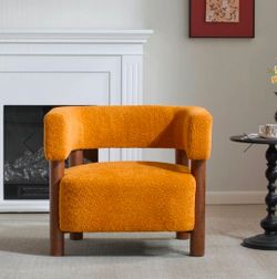 $99!!🔥 BRAND NEW Bouclé Accent Chair – Ginger / Mustard Gold – FULLY ASSEMBLED