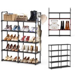 Shoe Rack, 5-Tier Versatile Shoe Organizer for Closets, Front Door, and Entryway, Shoe Holder up to 25 Pairs, Perfect for Any Home & Garage Storage Ne