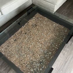 Real Wood Coffee Table With Thick Glass Display