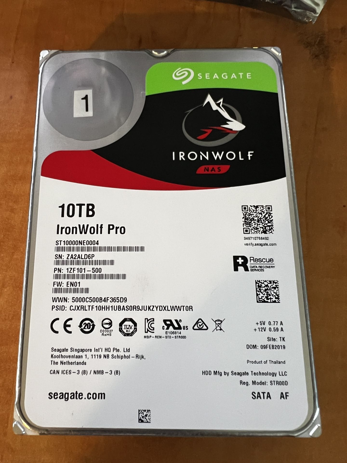 4 of Seagate IronWolf ST1000NE0004 10TB NAS 7200RPM 256MB Cache SATA 6.0