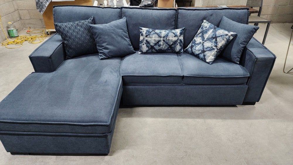 Playmax Denim 94'' 2 Piece Left Arm Facing Pop-Up Sleeper Chaise Sectional