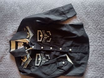 Black ace of diamond cowboy shirt for a 4 year old kid