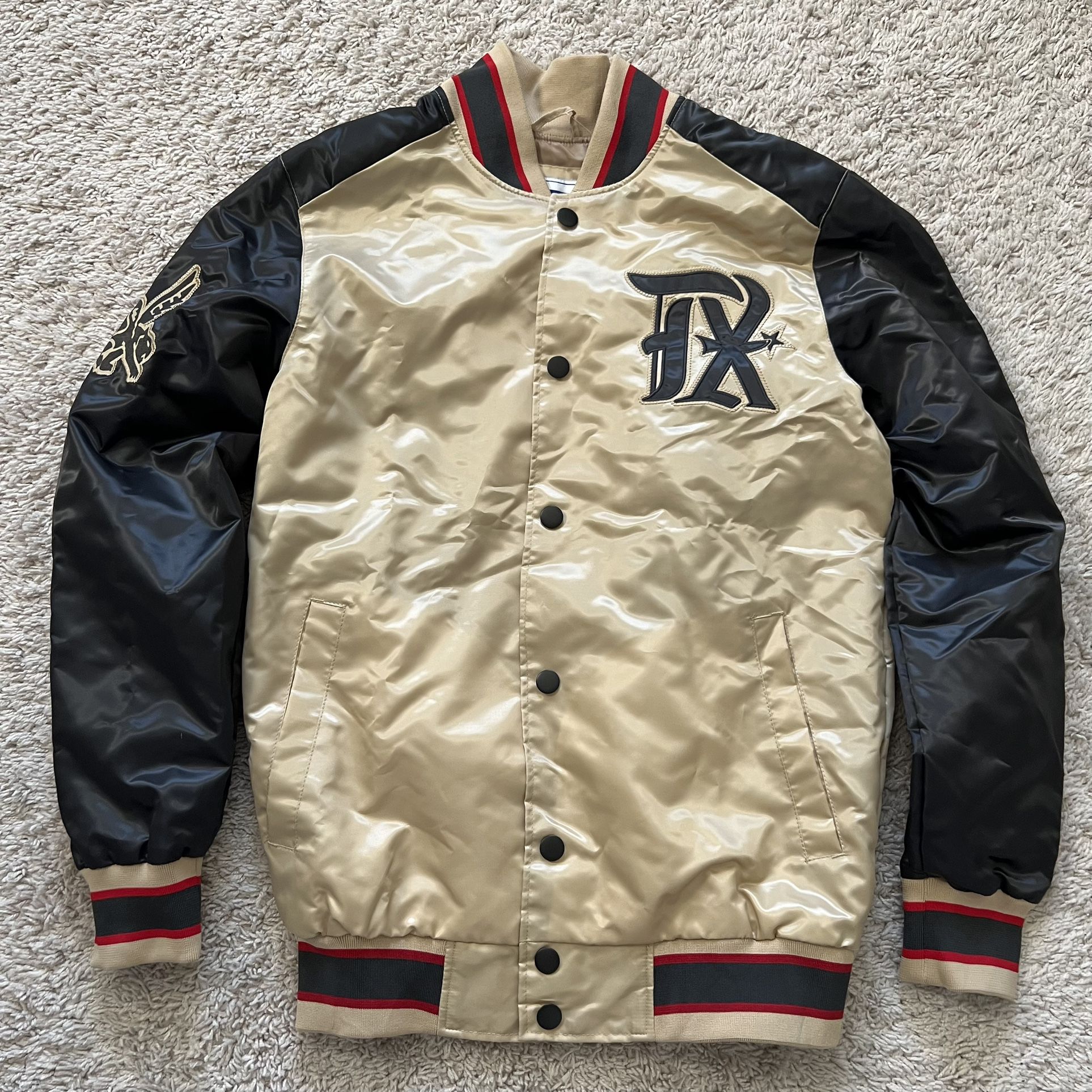 Starter Texas Rangers Black Label Jacket Quilt Lined Full Snap