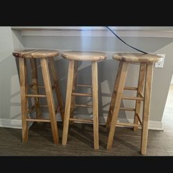 3 Wooden Bar Stools