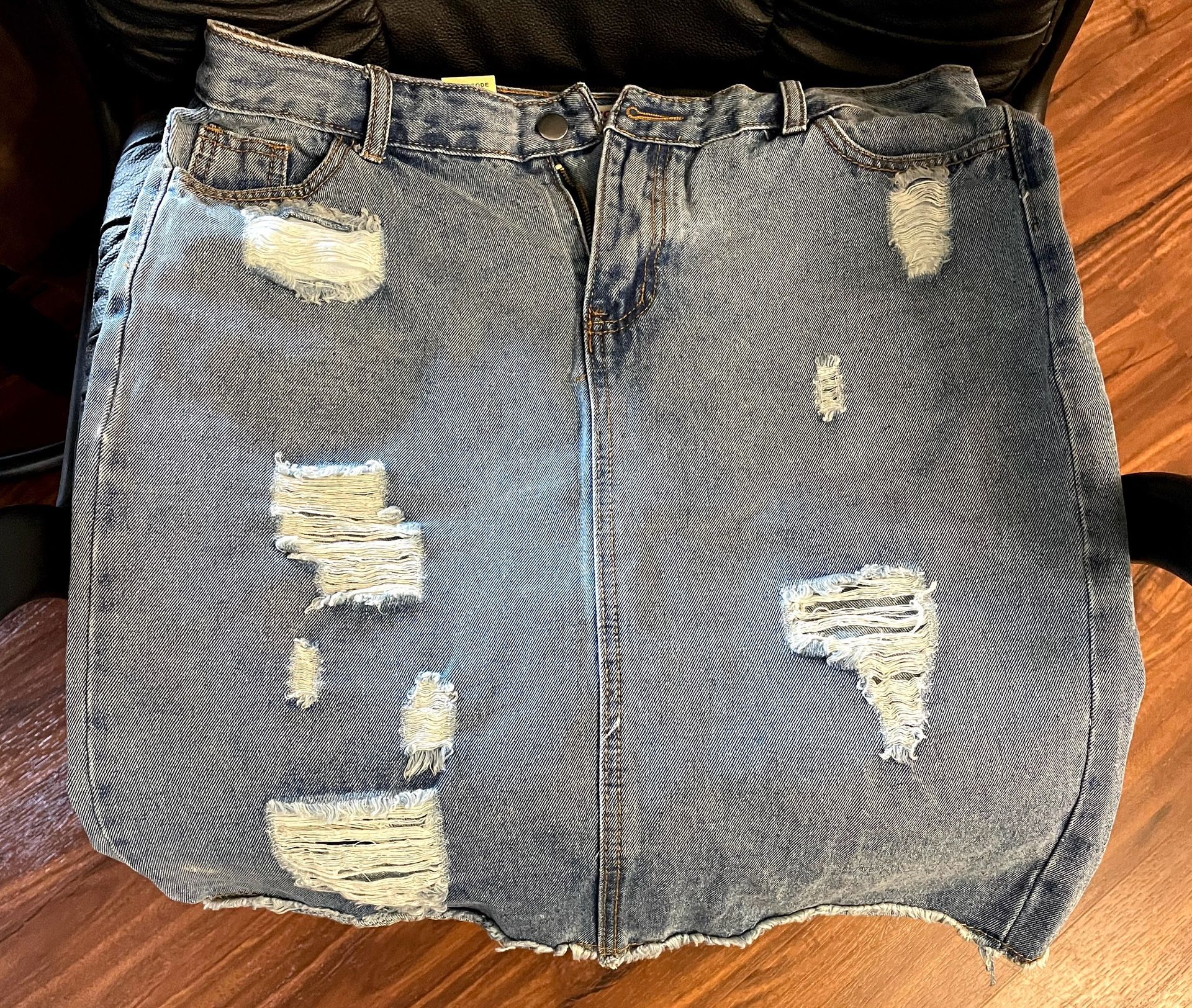 Denim Trendy Holy Skirt