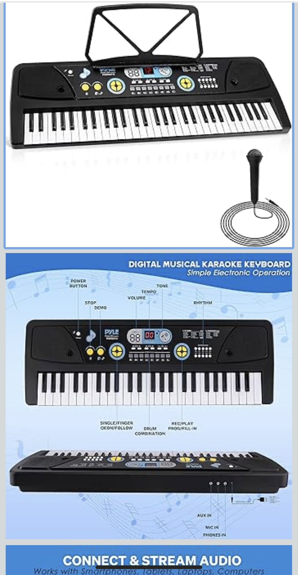 Electric Keyboard Piano For Kids With Microphones