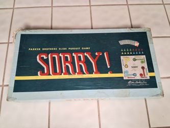 Vintage MCM 1958 Parker Brothers "SORRY"! Slide Pursuit Game.. COMPLETE GAME!....asking $25.00