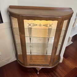 Antique Display Cabinet. curved And Footed.