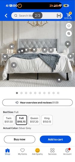 Full size grey bed frame