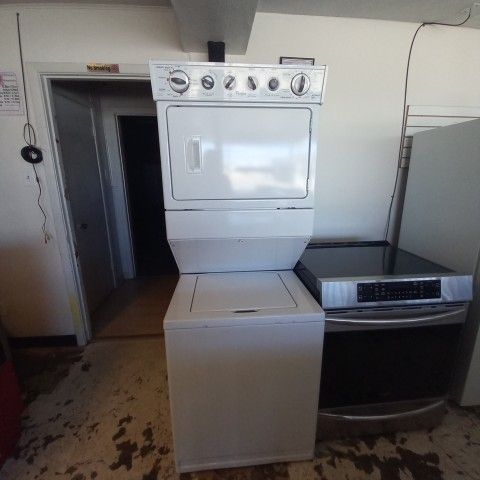 Used White Whirlpool Stacked Washer & Dryer